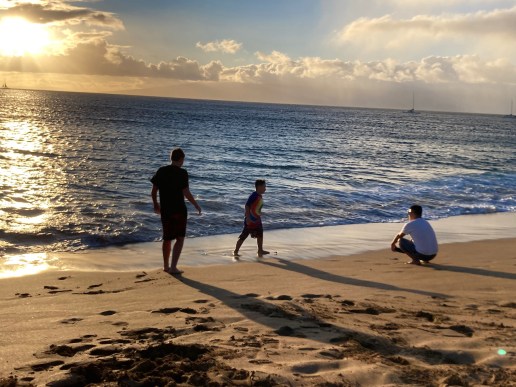Family on the beach in Hawaii